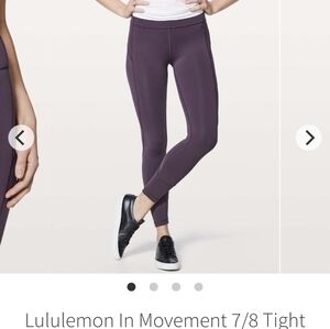 Lululemon Black Currant 7/8 Tights